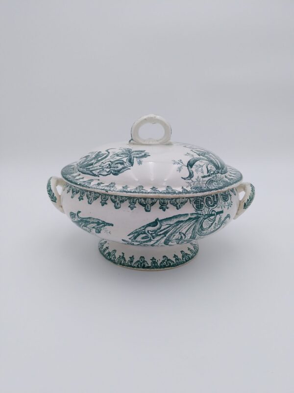 Petite soupière Terre de Fer motifs floraux vert